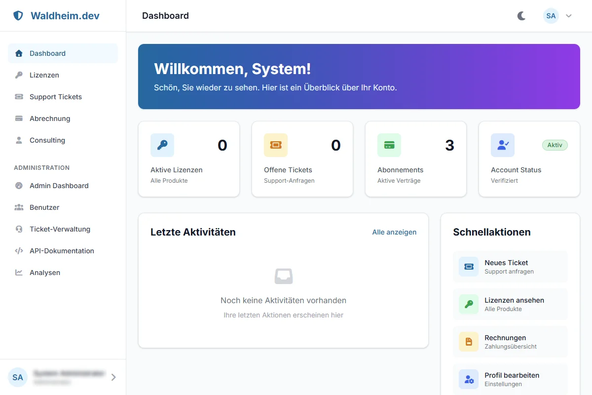🎉 Das neue Waldheim Customer Portal ist live – Zentrale Verwaltung für alle unsere Produkte!